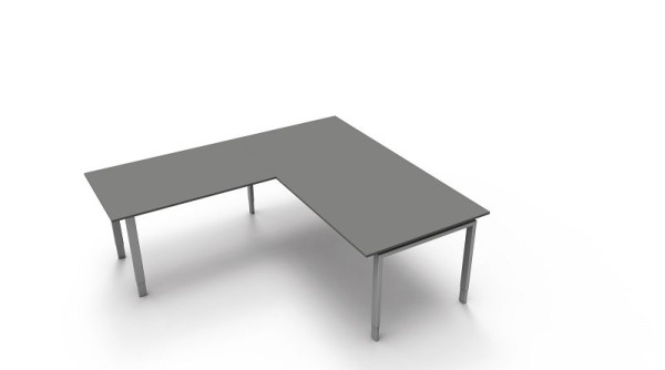 Kerkmann bureau extra large / table de réunion L 2000 x P 1000 x H 680-820 mm avec table d'extension, forme 5, couleur : graphite, 11417512