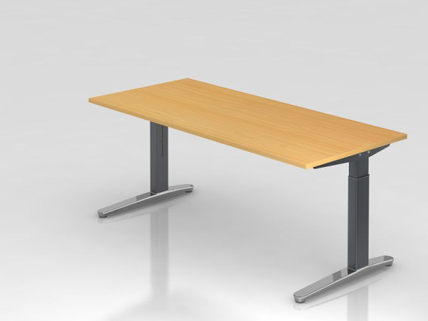 Bureau Hammerbacher piètement C 180x80cm hêtre/graphite (poli), forme rectangulaire, VXB19/6/GC
