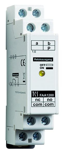 Relais d'ouverture de porte TCS pour une ouverture de porte ciblée avec plus d'un poste de porte avant, rail DIN 1 TE, FAA1200-0400