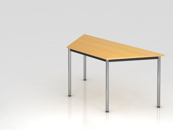 Hammerbacher table trapézoïdale base ronde 160x69cm hêtre/chrome, forme trapézoïdale, VDRTR/6/C