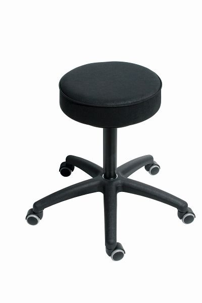 Tabouret Lotz, assise : similicuir, noir, Ø 360 mm, épaisseur d'assise 90 mm, réglage de la hauteur d'assise : 480 - 680 mm, base en plastique, 3520.1-10