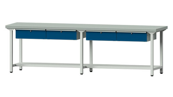 Bancs de travail ANKE table de travail, modèle 95, 2800 x 700 x 850 mm, RAL 7035/5010, ZBP 50 mm, 400.446