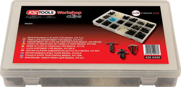 Jeu de clips de fixation KS Tools pour Mazda, 475 pièces, 420.0400