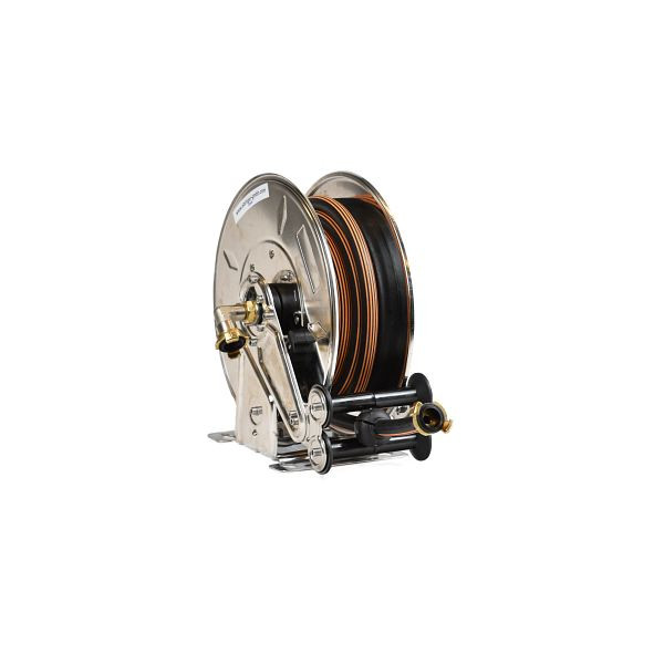 Enrouleur de tuyau Ebinger OSM 210, max. 15bar / 90 ° C, 8m - Tuyau en caoutchouc 1/2 "ID ET, acier inoxydable, 1.214.105