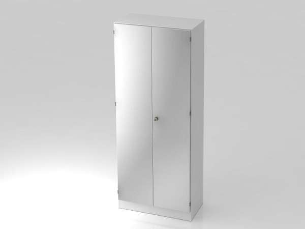 Armoire Hammerbacher 5OH avec panneau de base poignée rayée blanc/argent, 80x42x200,4 cm (LxPxH), V6100/W/S/SG