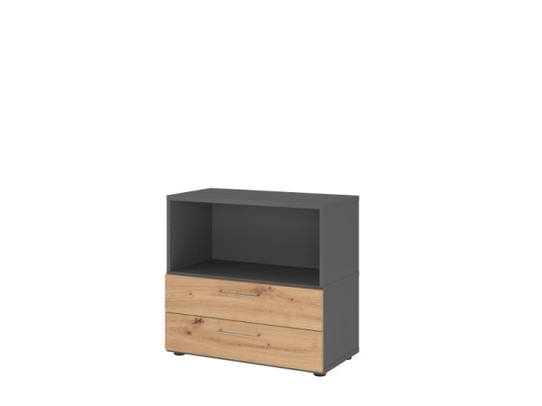 Étagère/tiroirs Hammerbacher, 2OH, graphite/chêne astre, VFW28S2KG/G/R/BS
