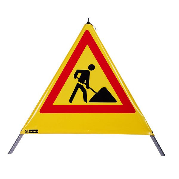 Pyramide d'avertissement NESTLE 90cm WAPY 90G, cadre lourd avec mécanisme à ressort, feuille jaune, Schaufelmann VZ123, 19105001