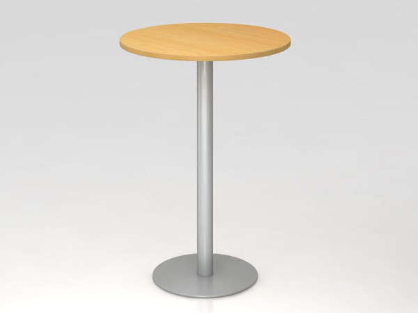 Table de bar Hammerbacher 80 cm ronde hêtre/argent, structure argentée, VSTH08/6/S