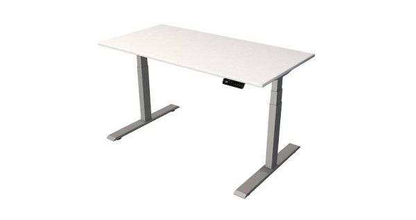 Kerkmann table assis/debout Bureau à domicile L 1400 x P 700 mm, réglable en hauteur électriquement de 630 à 1270 mm, blanc/argent (montage), 10189110