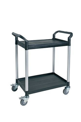 Desserte polyvalente DENIOS PRO, tubes aluminium brossé, 2 niveaux, côtés ouverts, 180-037