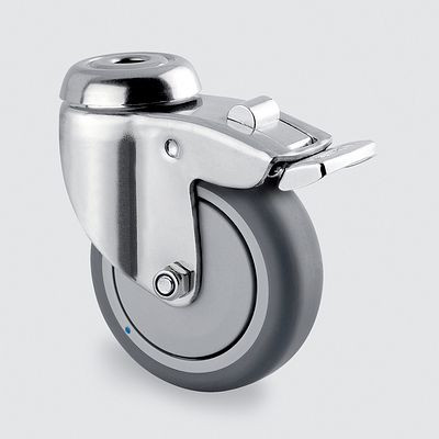 Roulette pivotante TENTE-ROLLEN avec frein, roue Ø 75 mm, capacité de charge 75 kg, hauteur 100 mm, avec trou de vis, 7477PJC075P30-11