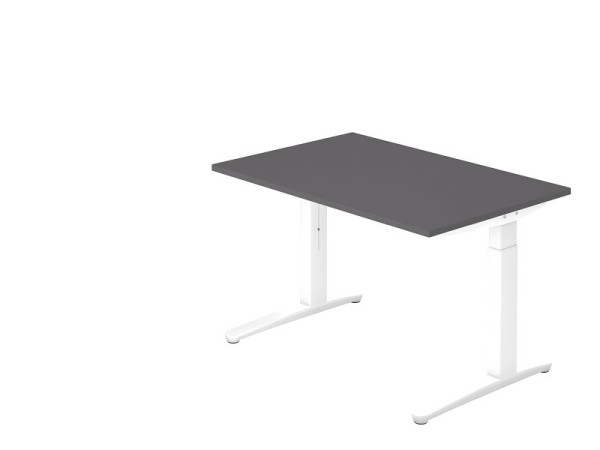 Bureau Hammerbacher base C 120x80cm graphite/blanc, forme rectangulaire, VXB12/G/WW