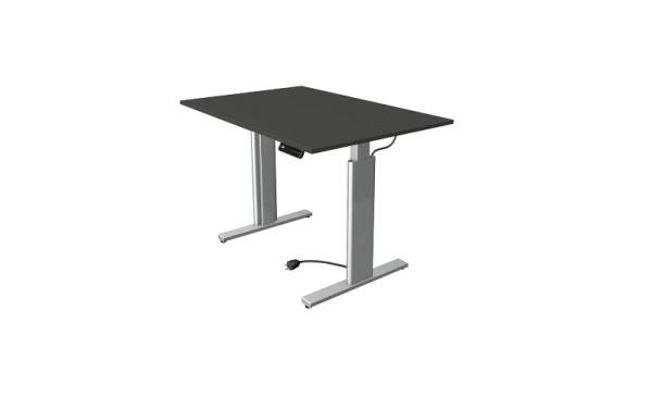 Kerkmann Move 3 table assis/debout argent, L 1200 x P 800 mm, réglable en hauteur électriquement de 720 à 1200 mm, anthracite, 10231913