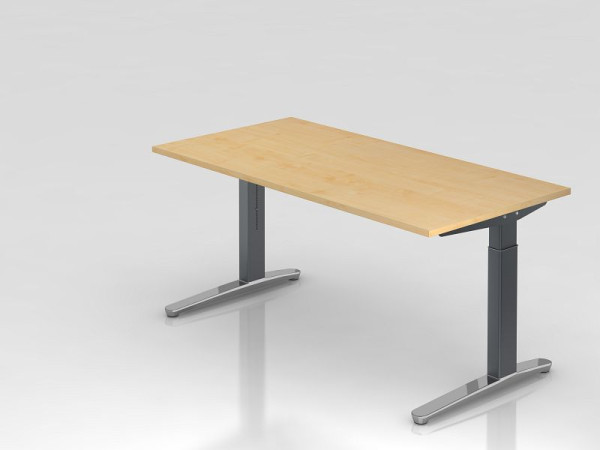 Bureau Hammerbacher pied C 160x80cm érable/graphite (poli), forme rectangulaire, VXB16/3/GC