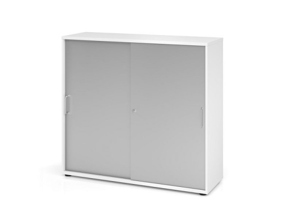 Armoire à portes coulissantes Hammerbacher 1753S BS, 3 OH, corps : blanc / façade : argent, 120 x 40 x 110 cm (LxPxH), V1753S/W/S/BS
