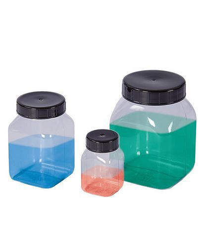 Flacons à col large DENIOS en PVC, carrés, naturellement transparents, 50 ml, UE : 30 pièces, 281-975