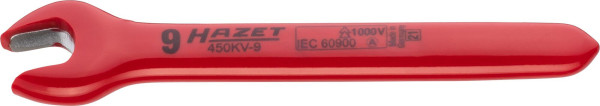 Clé à fourche Hazet, double isolation, profil hexagonal externe, 9 mm, 450KV-9