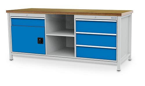 Établi à caisson Bedrunka+Hirth série 2000 R24-24, 1x150, 3x200mm, tiroir extension complète 100%, 2000 x 750 x 859 mm, 03.20.14V