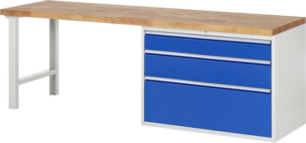 Etabli RAU série 7000 - modèle 7708, L2500 x P700 x H890 mm, base système L2500 x P650 x H850 mm, 03-7708A1-257B4M.11