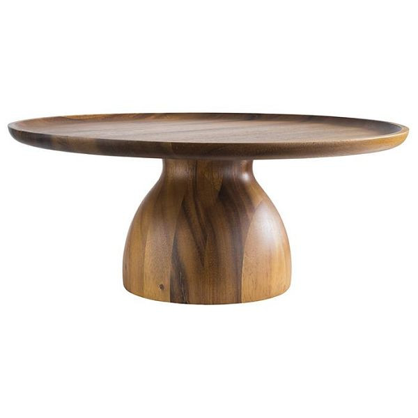 Assiette à service et à gâteau APS, Ø 38,5 cm, hauteur : 16 cm, bois d'acacia, dessous adapté aux meubles, -ACACIA-, 33297