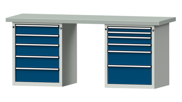 Établis ANKE Établi combiné, modèle 841 V, 2000 x 700 x 850 mm, RAL 7035/5010, ZBP 50 mm, 415.126