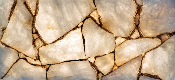 rutec Projekt pour VARDAflex Wallpaper 480x220x20mm, pierre naturelle, quartz, élément de design blanc avec feuilles d'or, PCFWGL