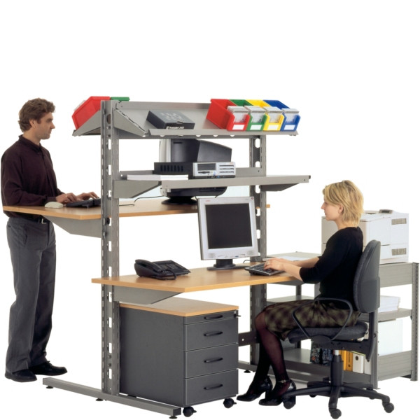Station PC BITO TEC/poste de travail debout RAL9007, 19445