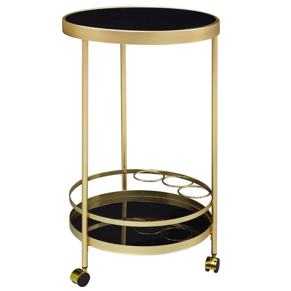 Wohnling Design chariot de service doré rond Ø 45 cm 2 niveaux, WL6.000