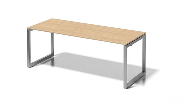 Bureau Bisley Cito, structure en O hauteur fixe 730 mm, H 19 x L 2000 x P 800 mm, érable/argent, DOF2008MP355