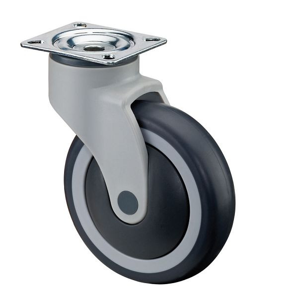 Rouleaux BS Rouleau en plastique, largeur de roue 32 mm, Ø roue 100 mm, capacité de charge 100 kg, bande de roulement en caoutchouc gris, roulement à billes, lot de 2, C100.A82.100