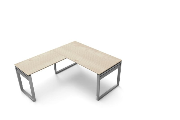 Bureau Kerkmann L 1600 x P 800 x H 680-820 mm avec table d'extension, forme 5, coloris : érable, 11404950