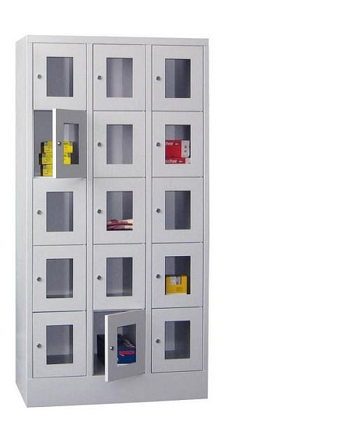 Armoire vestiaire Pavoy avec base 1850/500/900, 3l x 5h, serrure à cylindre, largeur de compartiment 300, hublot, 61213-353-091-515512