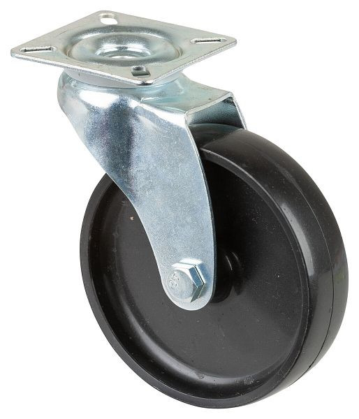 Rouleau d'appareil BS rollers, plateau, largeur de roue 23 mm, roue Ø 100 mm, capacité de charge 65 kg, plastique noir, roulement lisse, lot de 4, A300.A90.100