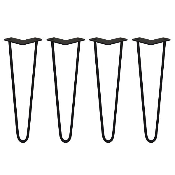 KuKoo SKISKI pieds en épingle à cheveux, 2 griffes, hauteur 40,5 cm, épaisseur 10 mm, noir, lot de 4, 24187