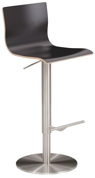 Mayer Sitzmöbel et de comptoir myHENRI, dossier haut, coque d'assise en bois, stratifié, anthracite, structure chromée aspect acier inoxydable, 1226_04_817