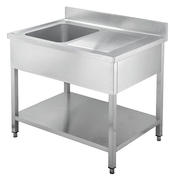 Table évier Vaiotec TOPLINE 600 / 1 bac à gauche + égouttoir L : 1000 mm, 10434