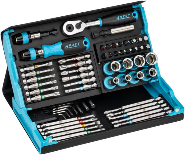 Jeu d'embouts Hazet SmartCase, 6 pans plein 6,3, carré creux 6,3 mm, profil fendu, profil Phillips PH, nombre d'outils : 59, 2200SC-32