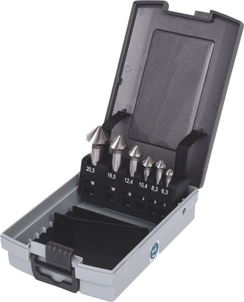 KS Tools Jeu de fraises d'ébavurage coniques HSS Co 5, cassette en plastique 6 pièces, 336.0456