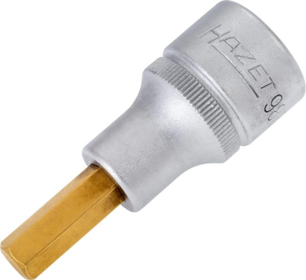 Douille tournevis Hazet, carré creux 12,5 mm, profil six pans creux, 8 mm, version courte avec moletage, 986-8