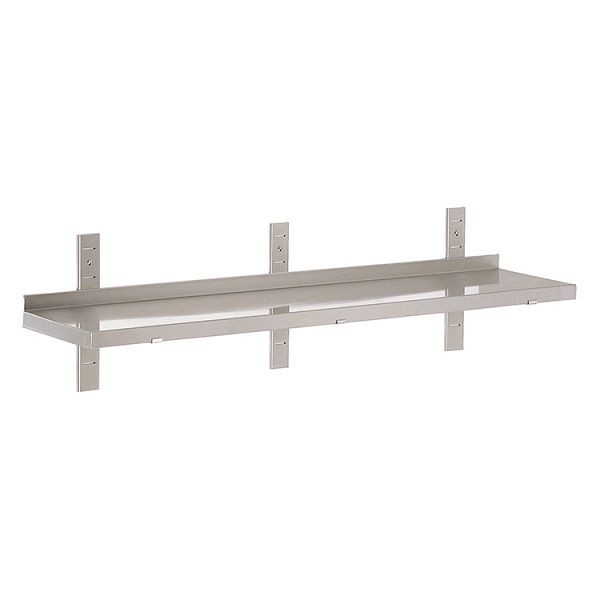 Étagère murale Gastro-Inox en acier inoxydable AISI 430, 1700x400mm, avec 3 supports d'étagère et 3 supports muraux, 303.238