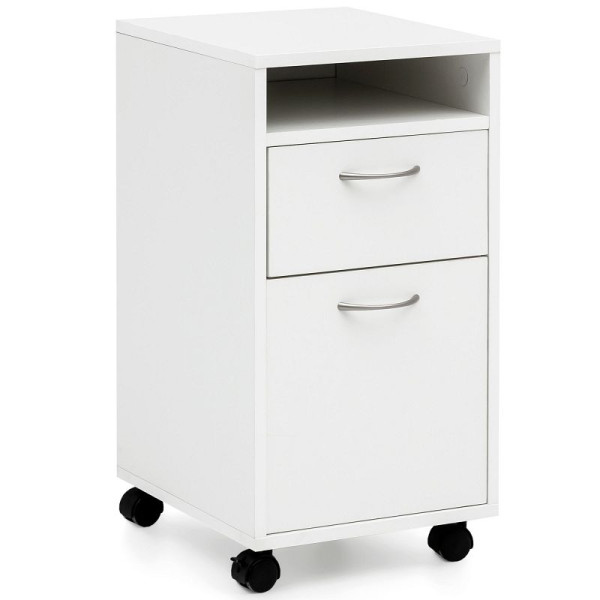 Wohnling conteneur roulant blanc 33x63x38 cm meuble bas de bureau bois, WL5.901