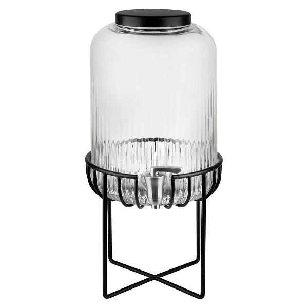 Distributeur de boissons APS -URBAN-, Ø 22 x 45 cm, récipient en verre, robinet en acier inoxydable, structure en métal, tapis antidérapant en silicone, 7 litres, 10451