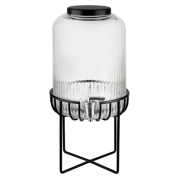 Distributeur de boissons APS -URBAN-, Ø 22 x 45 cm, récipient en verre, robinet en acier inoxydable, structure en métal, tapis antidérapant en silicone, 7 litres, 10451