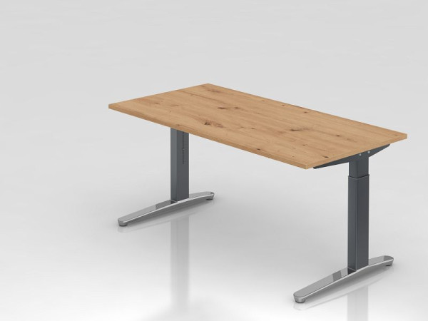 Bureau Hammerbacher XB16, 160 x 80 cm, plateau : chêne noueux, épaisseur 25 mm, chant ABS 2 mm, forme rectangulaire, poli, VXB16/R/GC