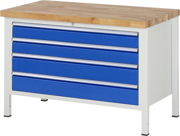 Etabli RAU série 8000 - modèle 8362, L1250 x P700 x H840-1040 mm, base système L1235 x P650 x H800-1000 mm, 03-8362A2-127B4H.11