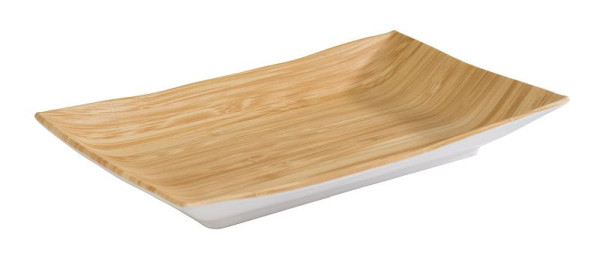 Plateau APS -BAMBOO-, 21 x 13 cm, hauteur : 3 cm, mélamine, intérieur : aspect bambou, extérieur : blanc, 84806