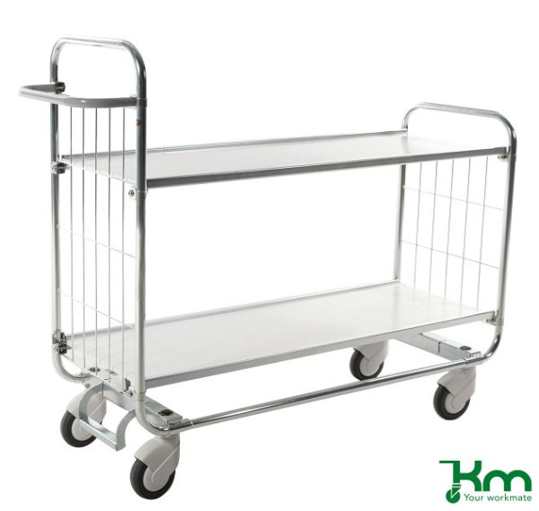 Chariot pour préparation de commandes Kongamek série 8000, 1395 x 470 x 1120 mm, 2 plateaux, KM8000-2XL-CL