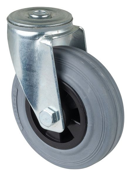 Rouleau de transport BS rollers, largeur de roue 37,5 mm, Ø roue 125 mm, capacité de charge 100 kg, bande de roulement en caoutchouc gris, roulement à rouleaux, lot de 2, L101.B46.125