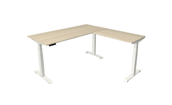Kerkmann table debout/assise Move 4 neuve 180 x 80 cm avec rallonge 100 x 60 cm cadre blanc, plateau en érable, 10093150