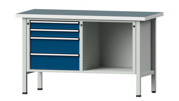 Établis ANKE Établi en caisson, modèle 134 V, 1500 x 700 x 890 mm, RAL 7035/5010, UBP 40 mm, 305.041